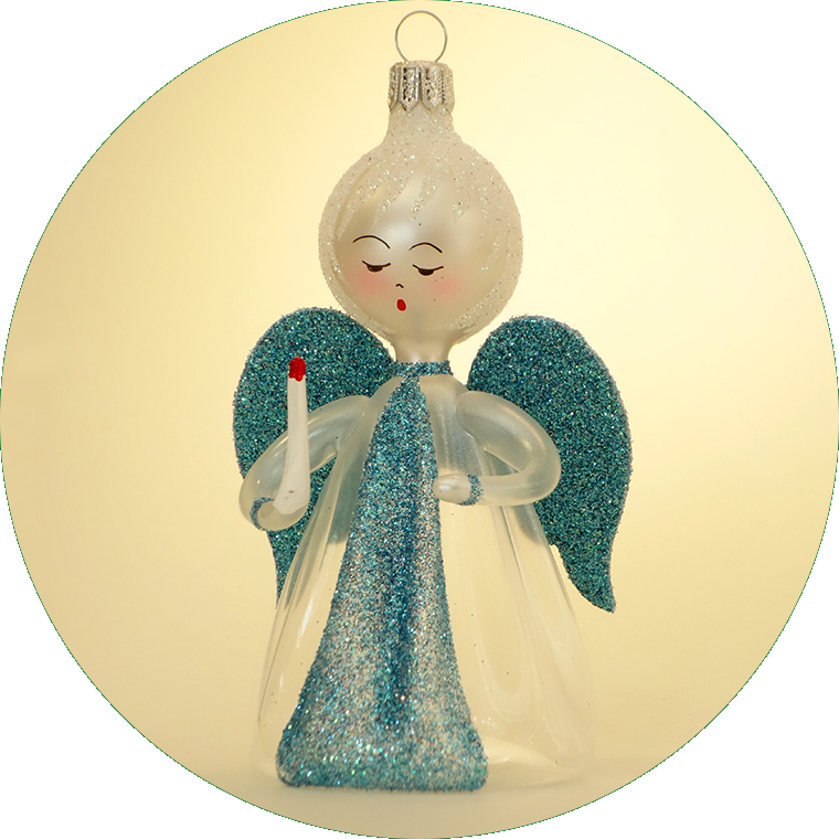 Engel in türkis mit Kerze, AN149M