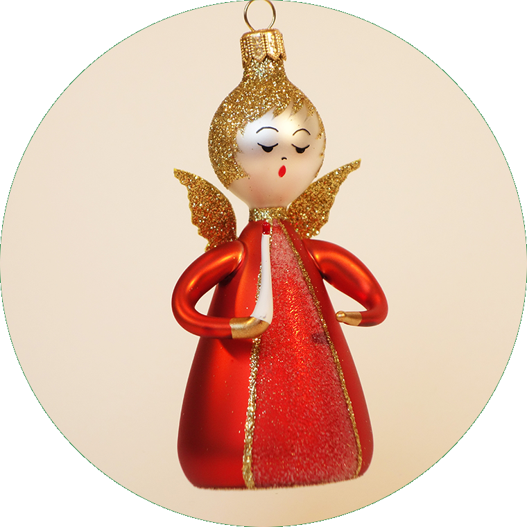 Engel in Rot mit Kerze, AN149R