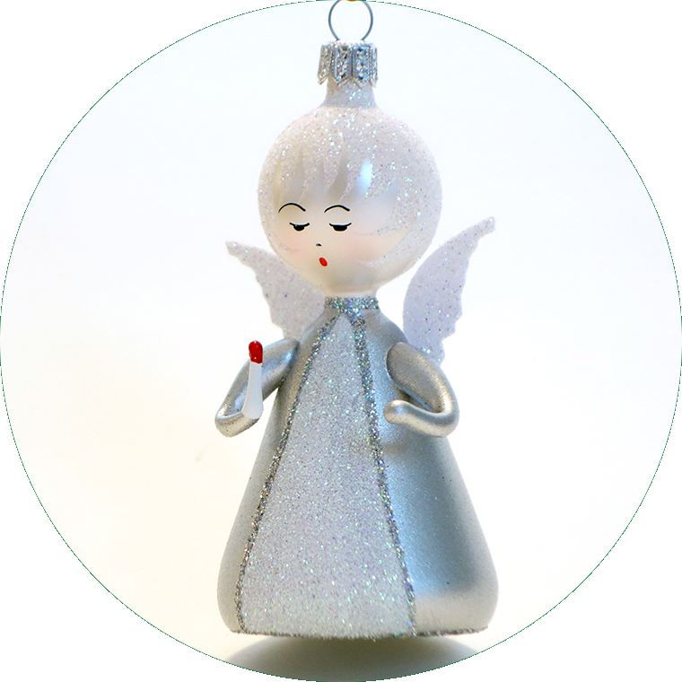 Engel in Silber mit Kerze, AN149W