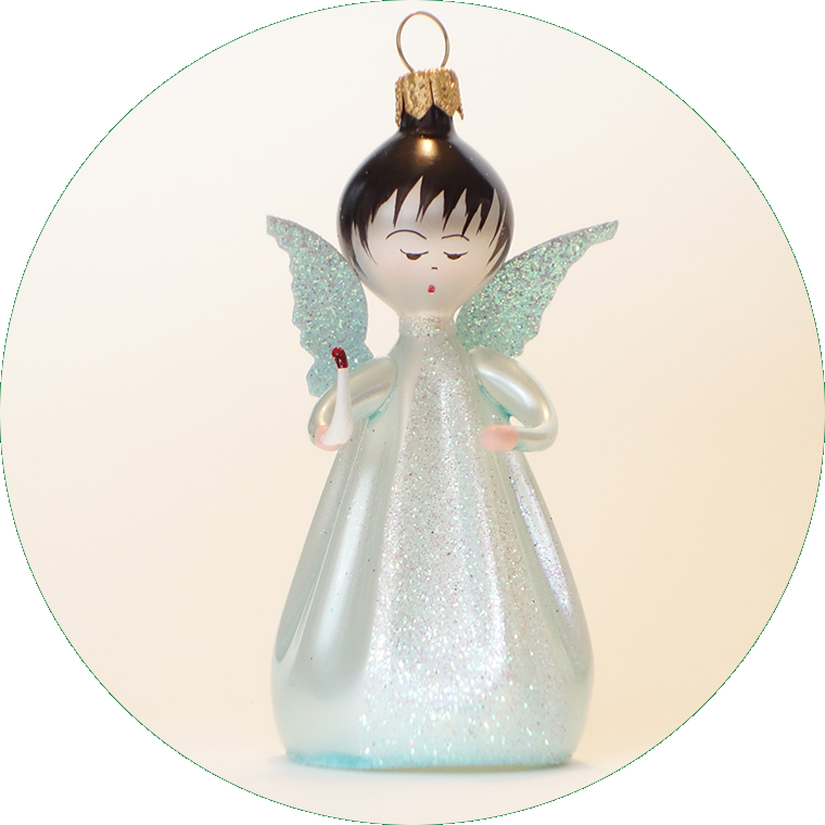 Kleiner Engel mit Kerze, hellblau, AN252.1MC